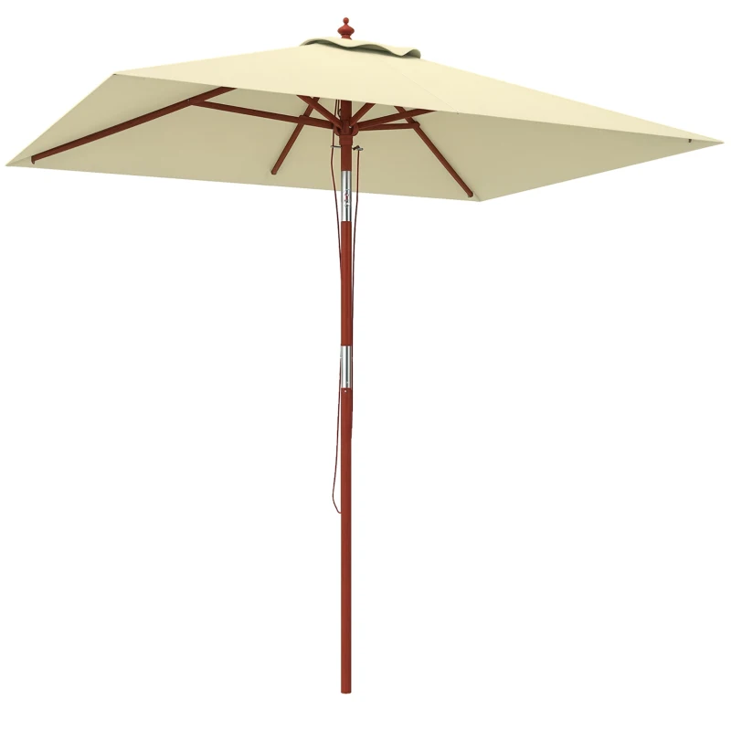 Outsunny Umbrelă de Grădină Înclinabilă cu Sistem cu Șnur și Orificiu de Ventilație, 200x150x235 cm, Bej