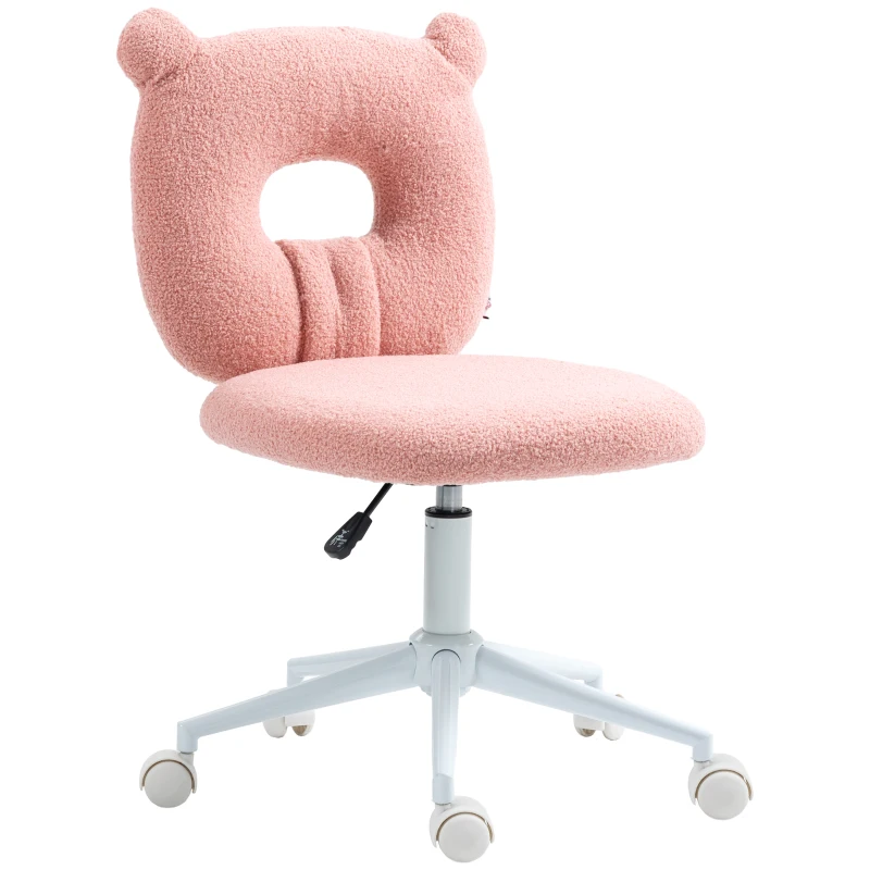HOMCOM Silla Infantil de Borreguito con Asiento Ajustable en Altura y Respaldo en Forma de Oso Carga 120 kg Rosa