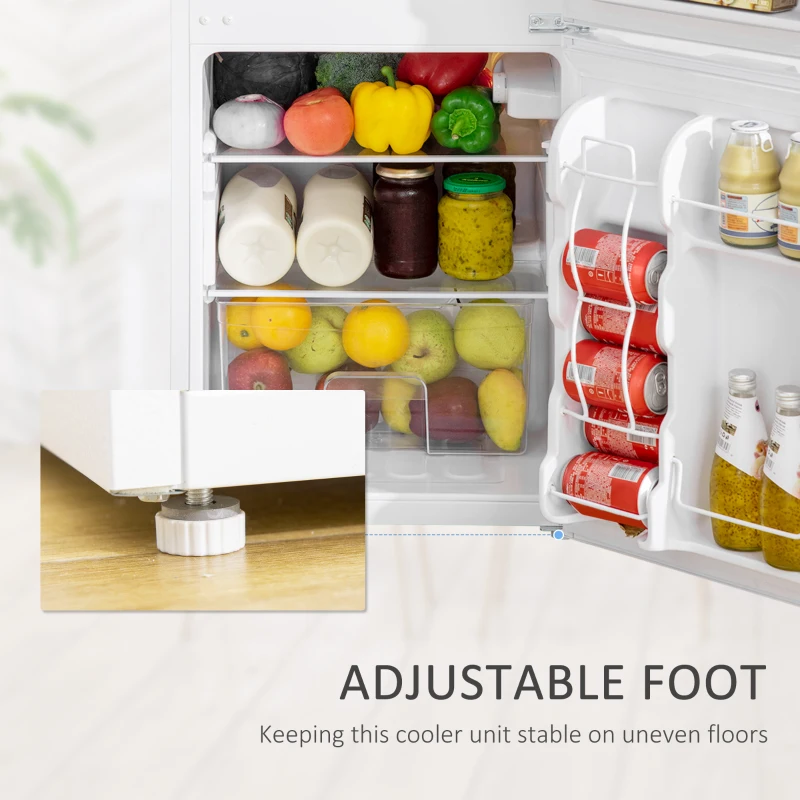 HOMCOM 88L Under Counter Fridge Freezer, Small Refrigerator with 5-Setting, 3 Star Freezer Rating, White