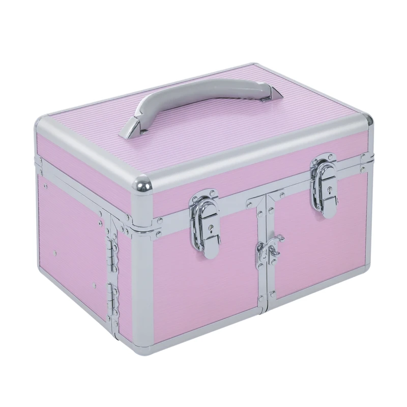 HOMCOM Mallette de maquillage professionnelle cosmétique vanity beauté portable Divers compartiments 29x21x20cm Aluminium