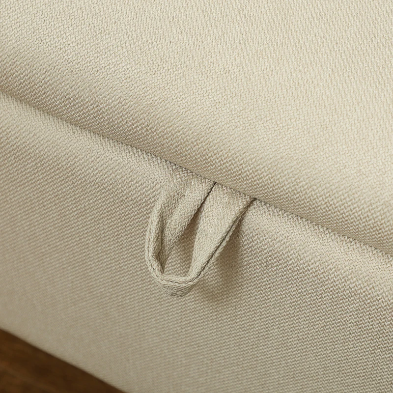 HOMCOM Banco de Armazenamento Estofado em Linho com Tampa Abatível e Pés de Aço Carga Máxima 150kg 101x38,5x44,5 cm Bege