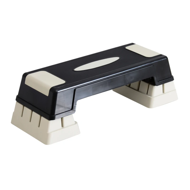 HOMCOM Stepper Professionnel d'Aérobic Fitness en Plastique 71 x 28 x 12,5 cm / 17,5 cm / 22,5 cm Noir et Gris
