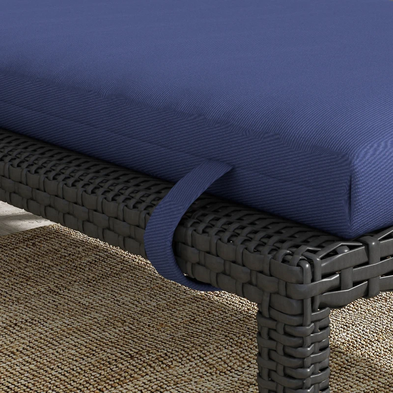 Outsunny Coussin pour Transat et Chaise Longue en Tissu avec Lacets de Fixation, Bleu Foncé