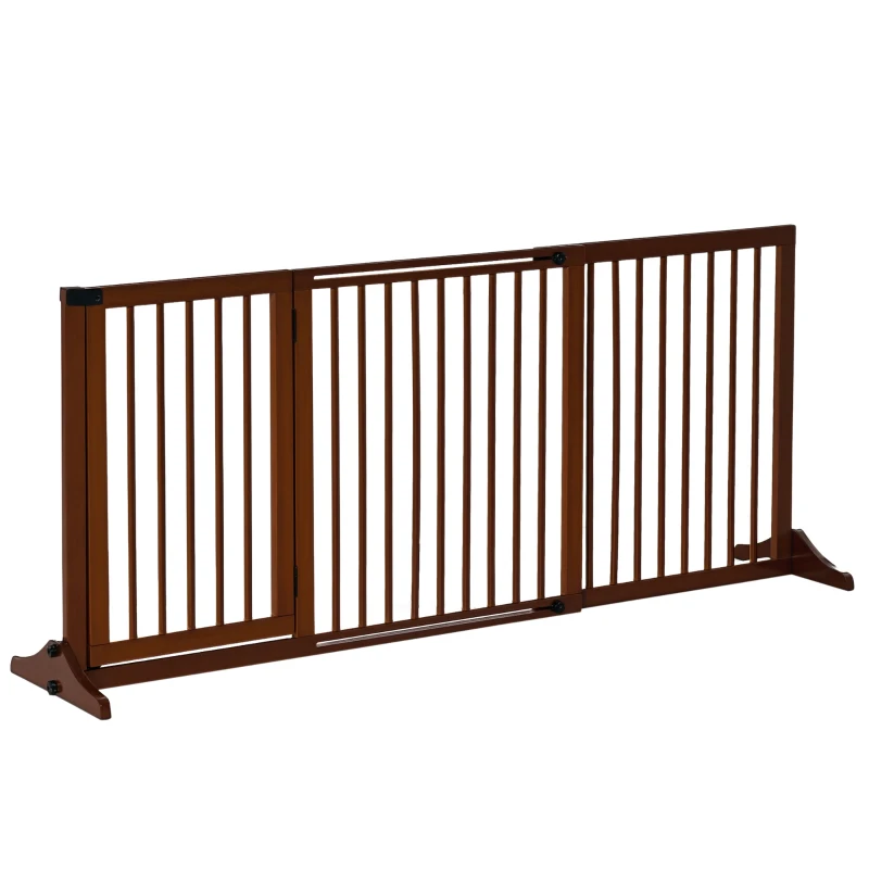 PawHut Barrera de Seguridad Extensible para Perros Valla Protección para Escaleras y Puertas 113-166x36x71 cm Marrón