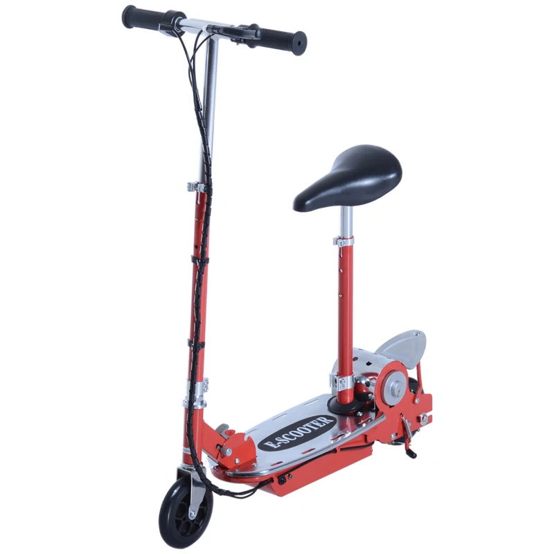 HOMCOM Trottinette électrique 120 W pliable pour enfant de 7 à 12 ans hauteur guidon et selle réglable 10 Km/h max. rouge