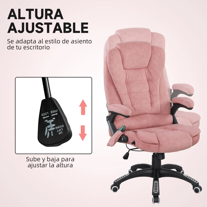 Vinsetto Silla Oficina con Masaje de 6 Puntos con Función Basculante con Calefacción Altura Ajustable