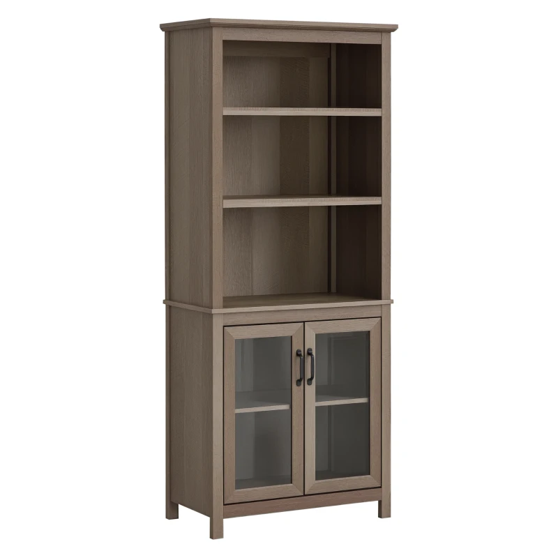 HOMCOM Bibliothèque Vitrine Buffet de Cuisine Armoire Rustique Multi-rangements 2 étagères dim. 76 x 40 x 180 cm