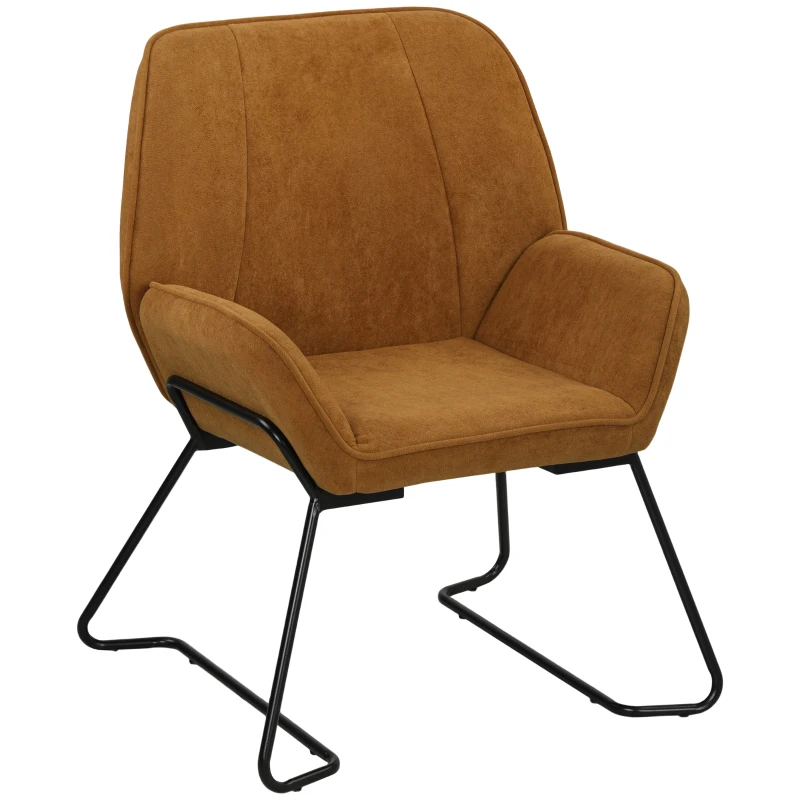 HOMCOM Poltrona Sala de Estar Moderna Poltrona de Leitura com Assento Largo e Acolchoado Estofada em Veludo Pés de Metal 70x67,5x87 cm Marrom