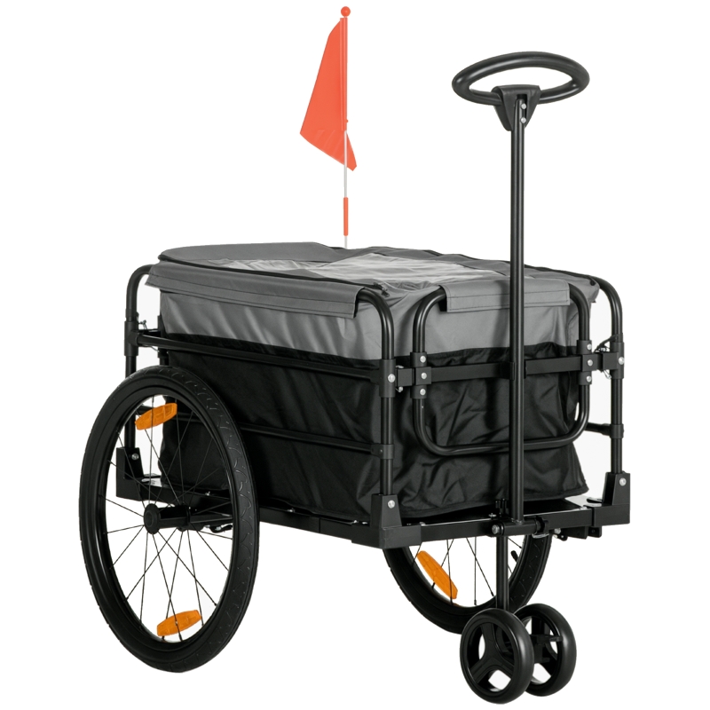HOMCOM Lastenanhnger Bollerwagen 130 x 64 x 103 cm Stahl Schwarz+Grau |  Aosom.de