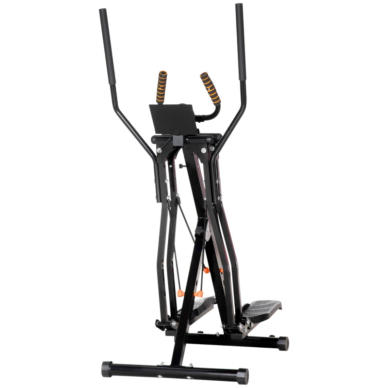 HOMCOM Vélo Elliptique avec 4 Niveaux de Résistance, Écran LCD et 2 Roues, en Acier et ABS, 90x62x150 cm, Noir