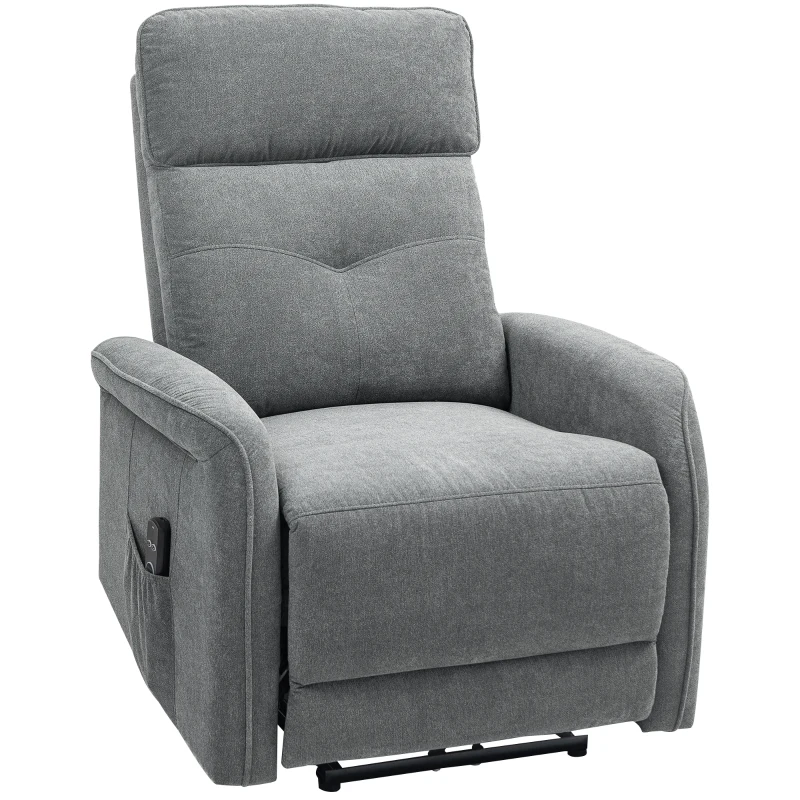 HOMCOM Fauteuil de Massage avec Télécommande, 8 Points de Massage, Chauffage Lombaire, Port USB, Sac Latéral, Fauteuil Rembourré, Gris