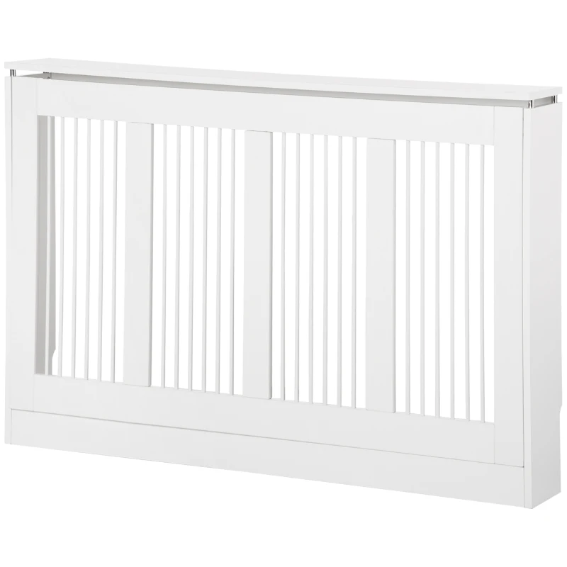 HOMCOM Cache-radiateur à Lattes Moderne et Elégant pour la Maison, en MDF et Acier, 120x18x84cm, Blanc