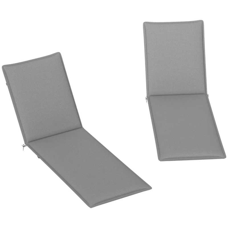 Outsunny 2 Cojines para Tumbonas de Jardín con Protección UV Resistentes a Salpicaduras 193x58x6 cm Gris