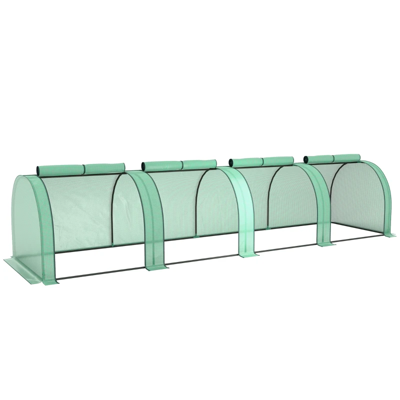 Outsunny Estufa para Jardim Estufa Pequena para Cultivo de Plantas com 4 Janelas 395x100x80 cm Verde