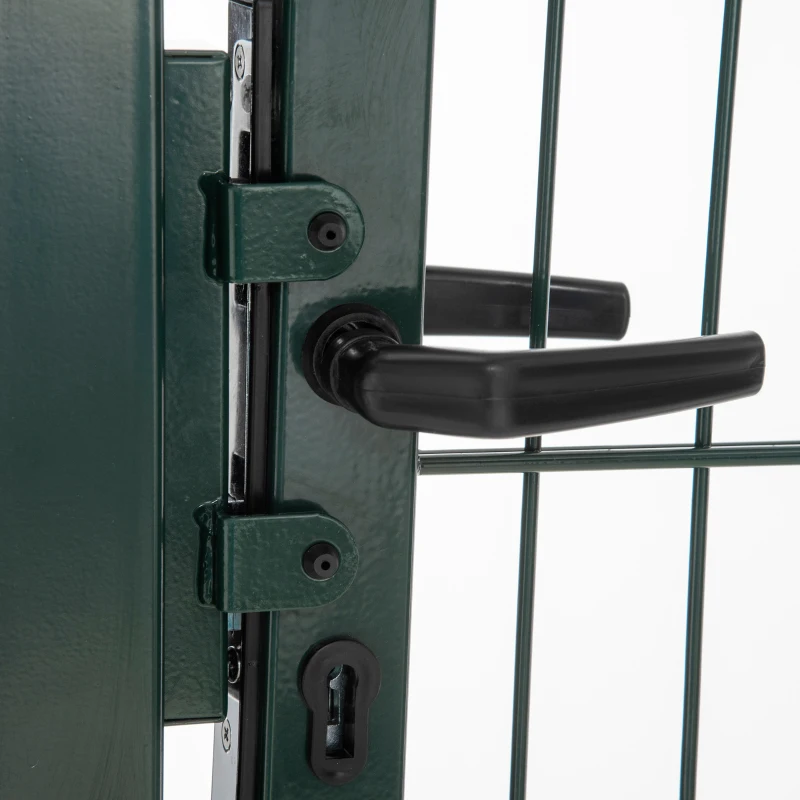 HOMCOM Portail de Jardin Portillon Porte de Jardin Porte de Cour en Acier Poignée Serrure et Clés 97 x 150 cm Vert