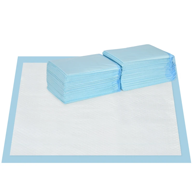 PawHut Empapadores para Perros 80 Unidad 60x60 cm Diseño de 6 Capas con Superficie de Secado Rápido a Prueba de Fugas Azul