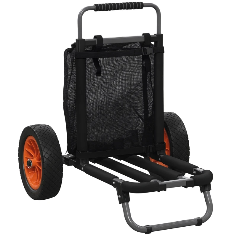 SPORTNOW Carucior de plaja pliabil, carucior de plaja din aluminiu cu roti mari de 30 cm pentru orice teren si maner telescopic, utilizare in gradina pentru cumparaturi in camping