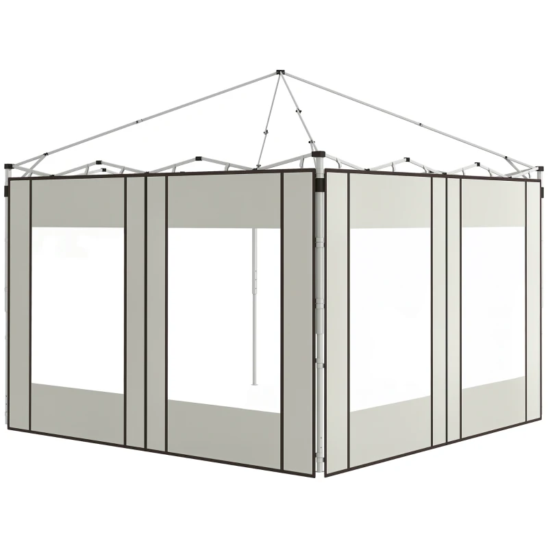Outsunny Paredes Laterais para Tenda de 2 Painéis 295x195 cm em Tecido Oxford com 2 Janelas para Tendas de 6x3 m 3x3 m Creme