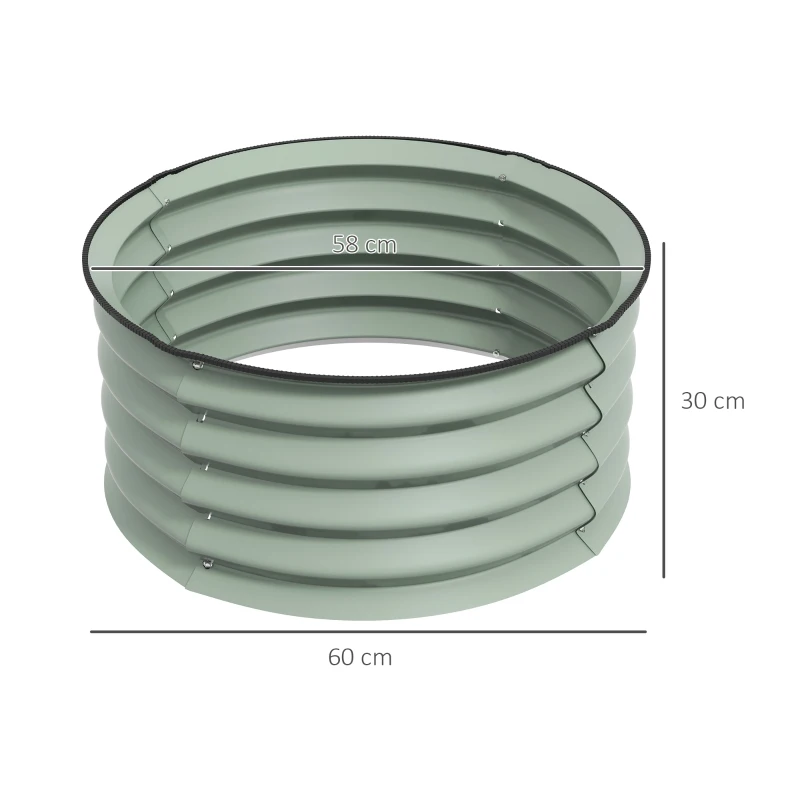 Outsunny Lot de 2 bacs de plantation galvanisés, Ø60 x 30H cm Pots de fleurs avec fond ouvert pour différentes plantes, Vert