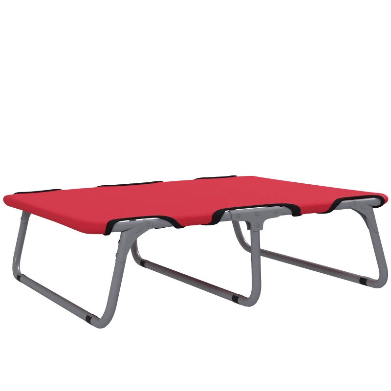 PawHut Lit Pliant pour Chiens de Petite Taille pour Intérieur et Extérieur, Métal et Tissu Oxford, 71x58x20 cm, Rouge