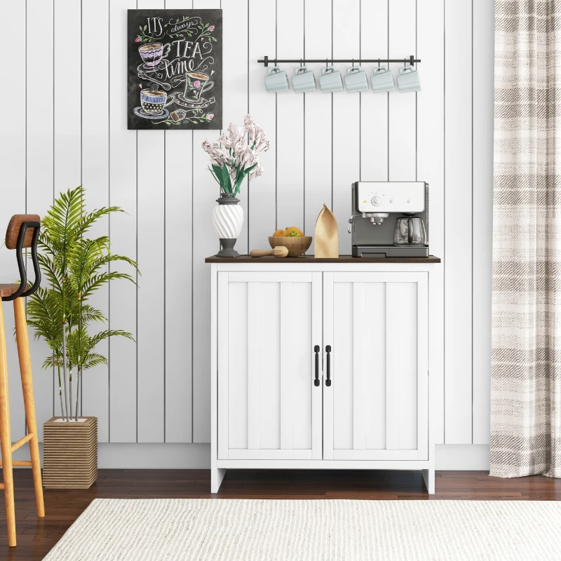 HOMCOM Buffet de Cuisine Moderne à 2 Portes avec Étagère Réglable en Bois, 80x39.7x80cm, Blanc