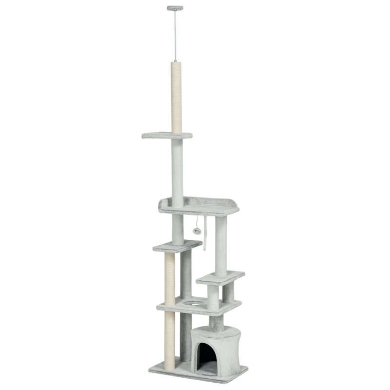 PawHut Copac pentru Pisici de Interior Turn de Joaca Centru de Activitati de Escaladare Turn de Zgariere Apartament Perne Inaltime Reglabilaaccesorii animale feline sala de gimnastica pisoi lounge mobila sufragerie