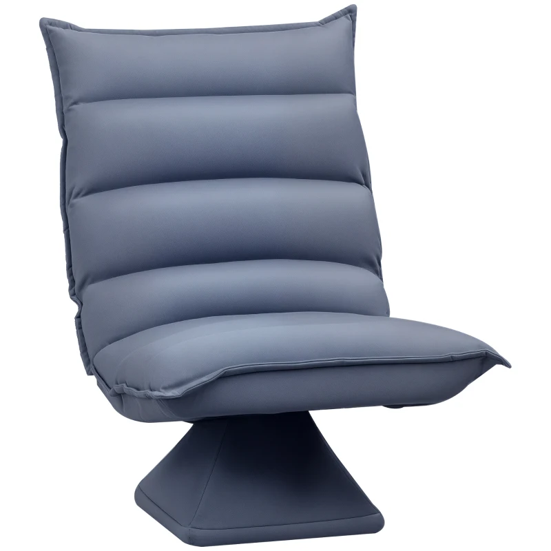 HOMCOM Fauteuil de sol paresseux pivotant 360° avec dossier inclinable design capitonné 62 x 70 x 95 cm gris