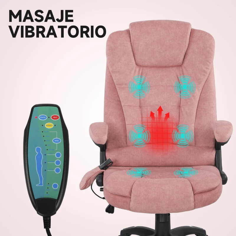 Vinsetto Silla Oficina con Masaje de 6 Puntos con Función Basculante con Calefacción Altura Ajustable