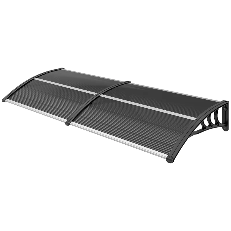 Outsunny Marquise de Protection contre le Soleil et la Pluie 196x75x23 cm avec Revêtement en Polycarbonate pour Portes et Fenêtres Noir