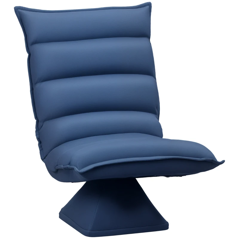 HOMCOM Fauteuil de sol paresseux pivotant 360° avec dossier inclinable design capitonné 62 x 70 x 95 cm bleu