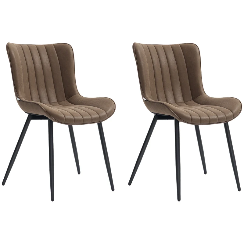 HOMCOM Lot de 2 scaune de sufragerie design modern și capitonat pentru sufragerie, sală de mese, dormitor, maro