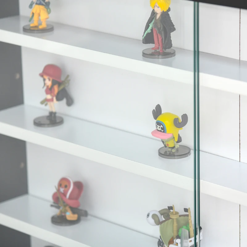 HOMCOM Vetrina Espositiva da Parete a 4 Ripiani Regolabili, Vetrinetta per Collezionismo, Bacheca Espositore a Muro per Oggetti da Collezione, in Vetro e Truciolato, 80x9.5x60 cm, Nero e Bianco