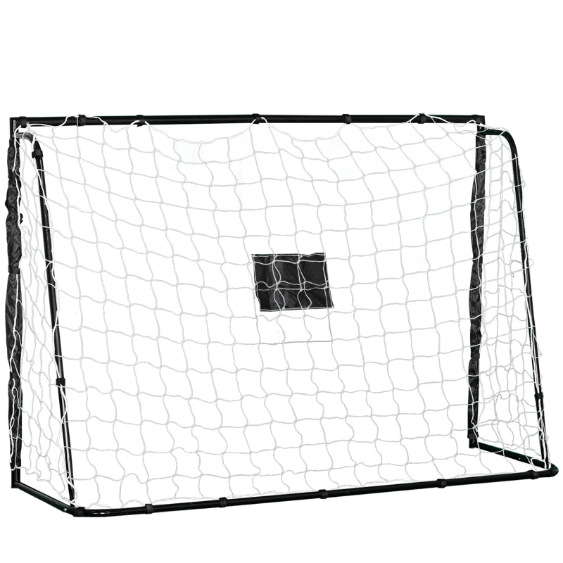 HOMCOM But de football cage de foot châssis métal filet PE piquets & outil inclus dim. 186L x 62l x 123H cm noir blanc