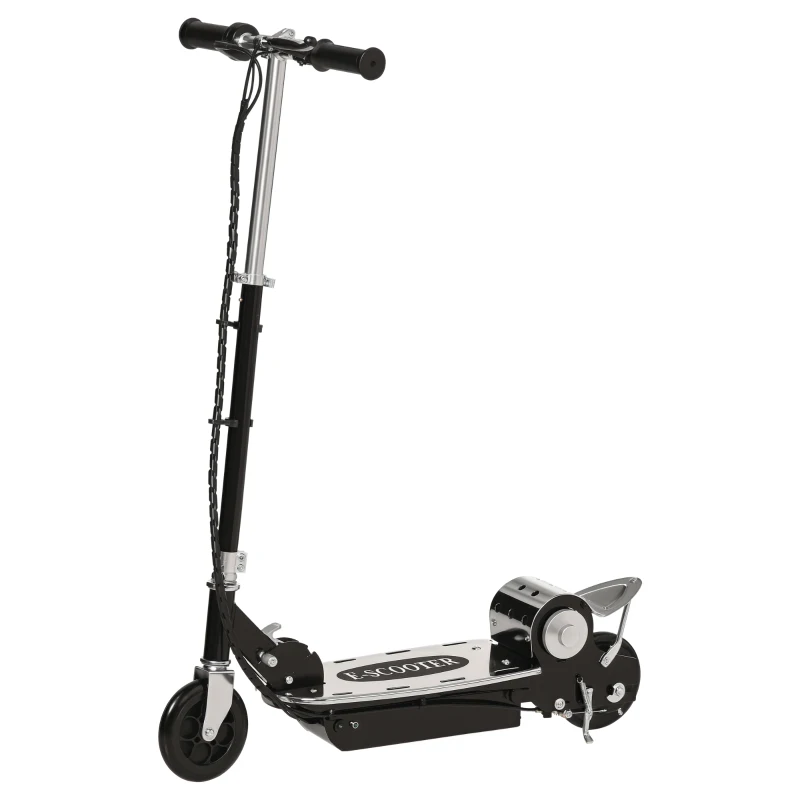 HOMCOM Monopattino Pieghevole per Bambini 7-12 Anni da 120W con Freno e Cavalletto, 75x37x98 cm, Nero