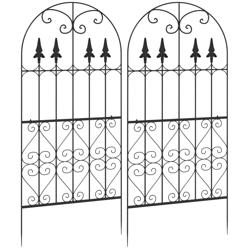 Outsunny Juego de 2 Enrejados de Jardín Soportes para Enredaderas de Acero para Plantas Trepadoras en Patio 55x128 cm Negro