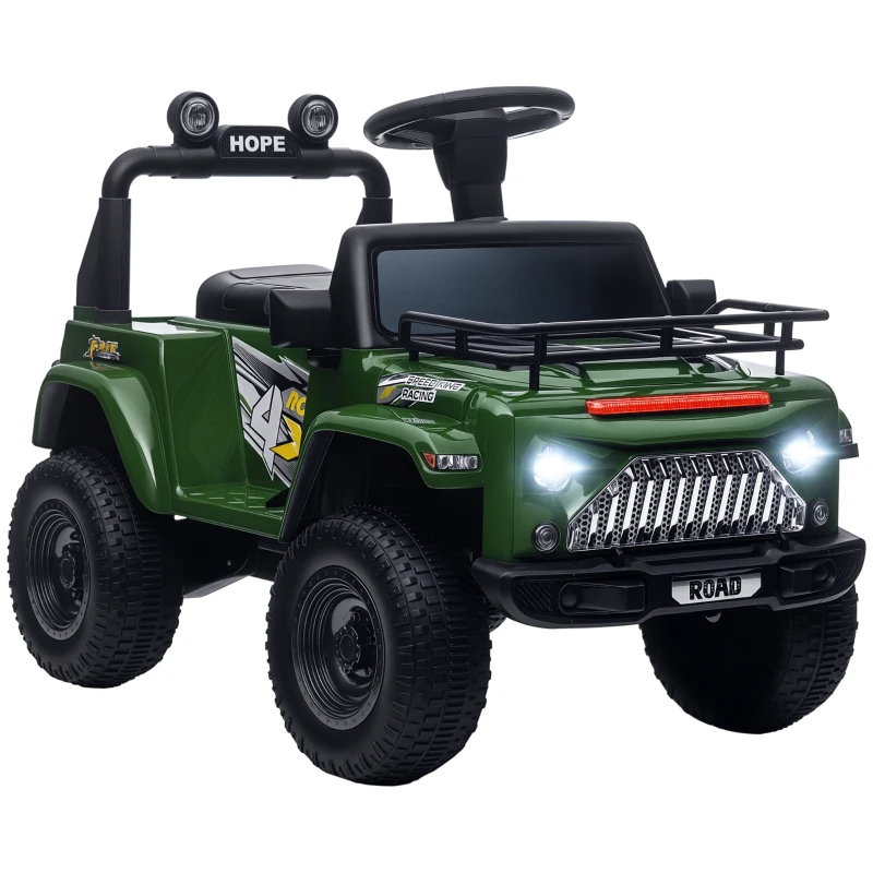 HOMCOM Mașină 4x4 electrică pentru copii, cu spațiu de depozitare viteză 3 km/h faruri claxon muzică 3-5 ani