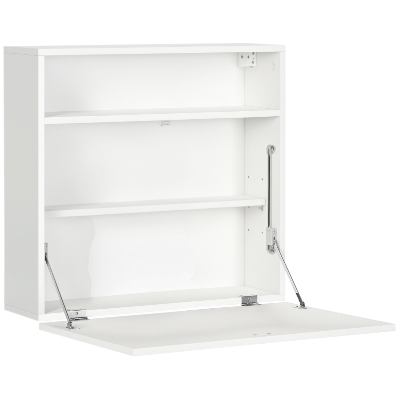 HOMCOM Wandklapptisch mit Ablagefächern 64 cm x 20 cm x 60 cm Weiß