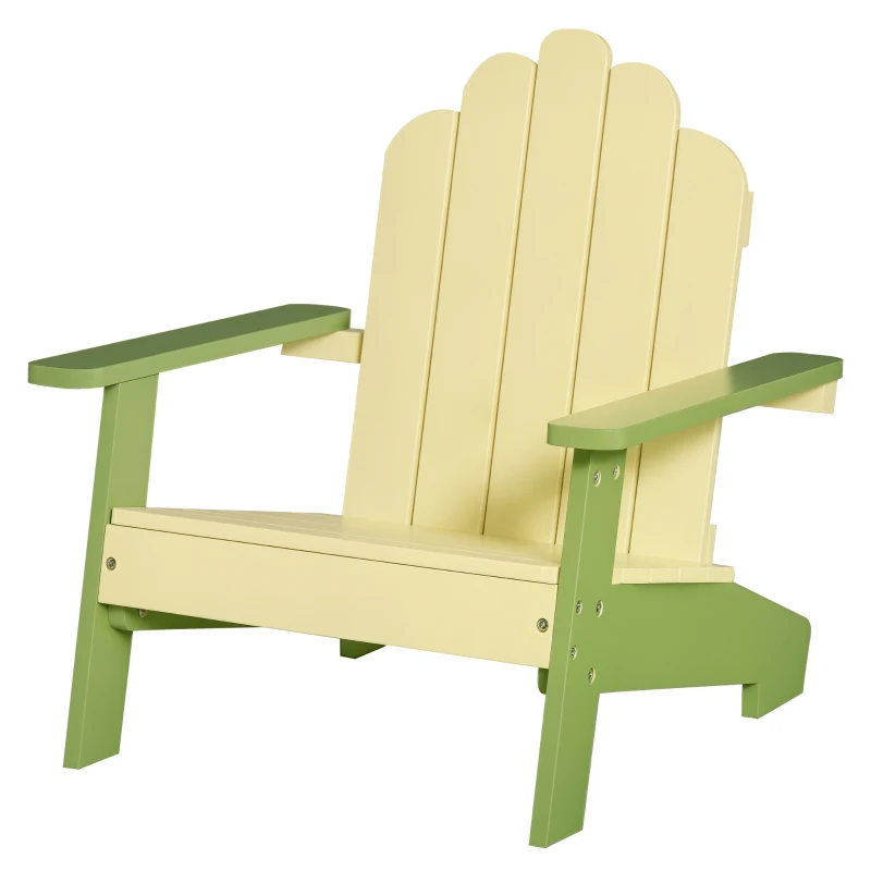 Outsunny Sedia per Bambini in Legno di Pino, Sedia Adirondack da Giardino e Outdoor con Seduta Ergonomica con Braccioli, Schienale e Vernice Atossica 51x50x52.5cm Verde