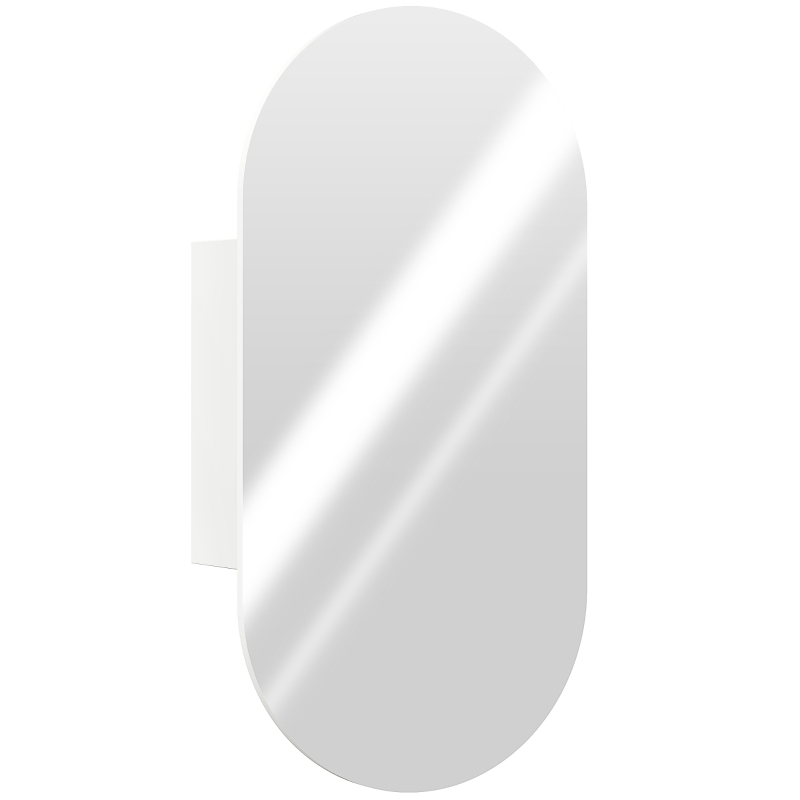 HOMCOM Oglindă Ovală Modernă cu Dulap și Două Rafturi, 45x90 cm, Alb