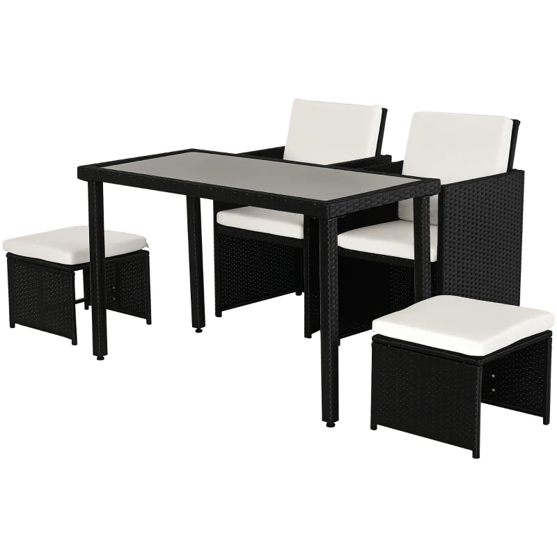 Outsunny Polyrattan Sitzgruppe Essgruppe Gartenset Garnitur 11 tlg. mit Kissen Schwarz