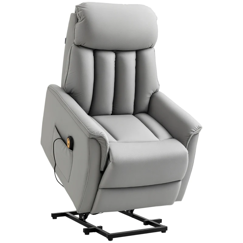 HOMCOM Aufstehsessel Relaxsessel Fernsehsessel, inkl. Kabelfernbedieung, 1 Seitentasche, 80 x 94 x 104 cm, Grau(m-10)