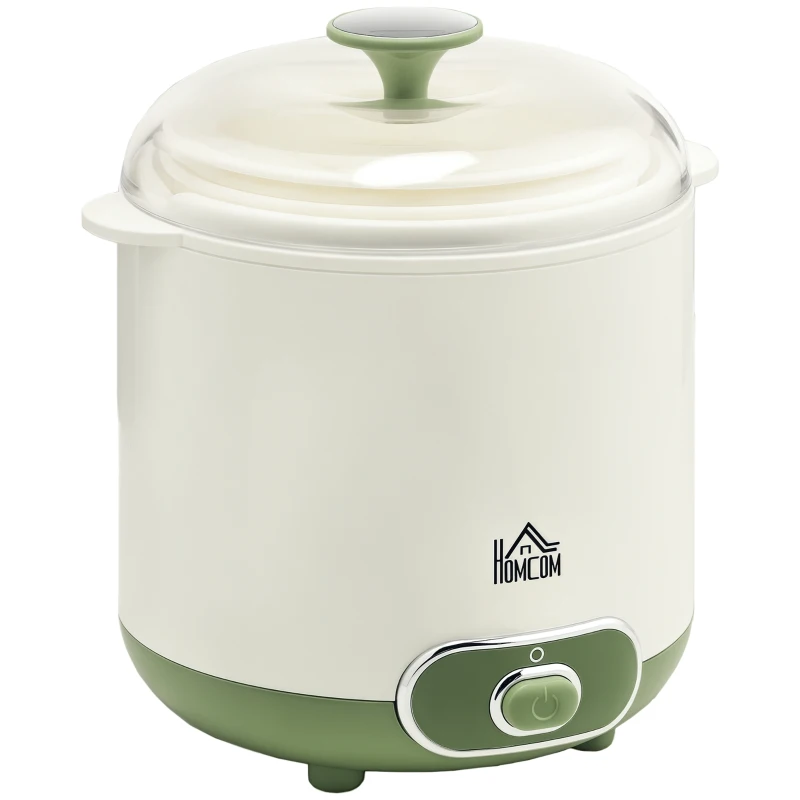 HOMCOM Yogurtiera 20W da 1.5L per 3-5 Persone con 2 Vasetti e Colino, in Plastica, 19.5x17.5x21.4 cm, Bianca
