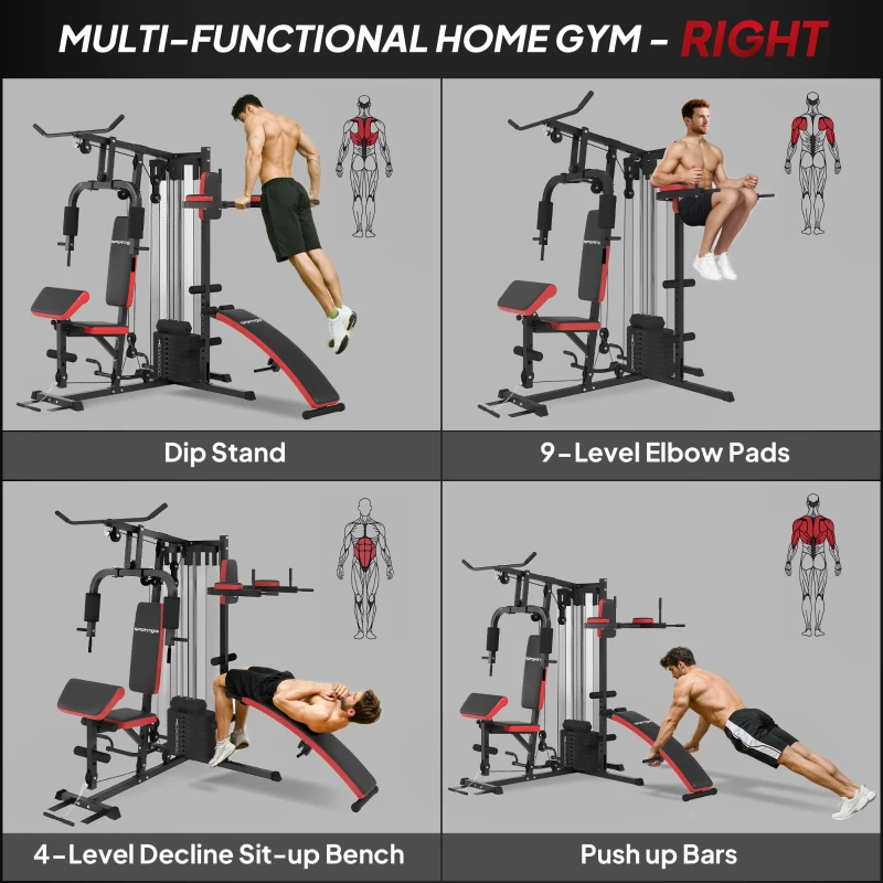 SportNow Statie de Gimnastica cu Banca & Greutati 65 kg