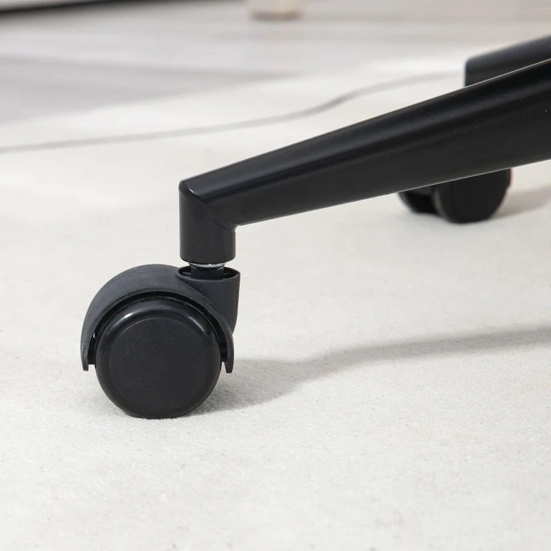 HOMCOM Scaun fauteuil de birou cu spătar și șezut capitonat reglabil în înălțime rotativ 360° bază neagră tapiterie țesătură gri