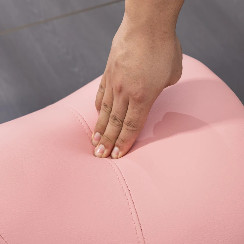 HOMCOM Sgabello a rotelle, sedia da lavoro con altezza regolabile 49-61 cm e sella ergonomica, 52x53x49-61cm, rosa