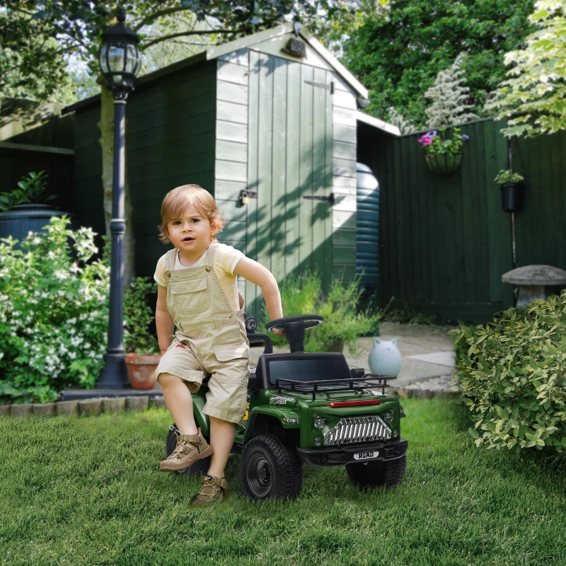 HOMCOM Mașină 4x4 electrică pentru copii, cu spațiu de depozitare viteză 3 km/h faruri claxon muzică 3-5 ani