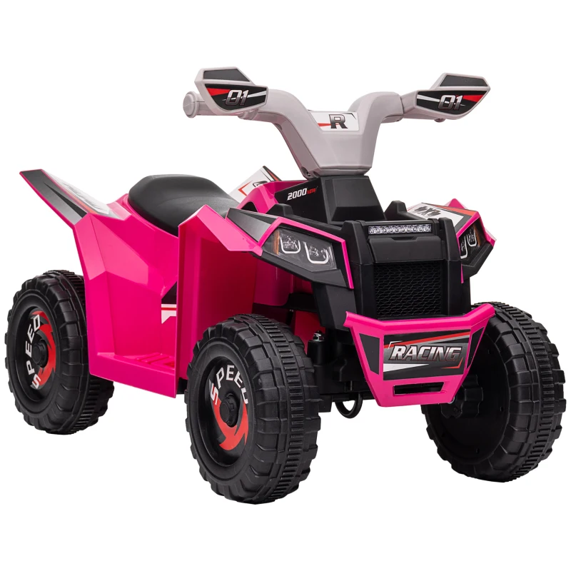HOMCOM Quad Eléctrico para Niños de 18-36 Meses con Avance y Retroceso Velocidad de 2,5 km/h 70x41,5x48,5 cm Rosa