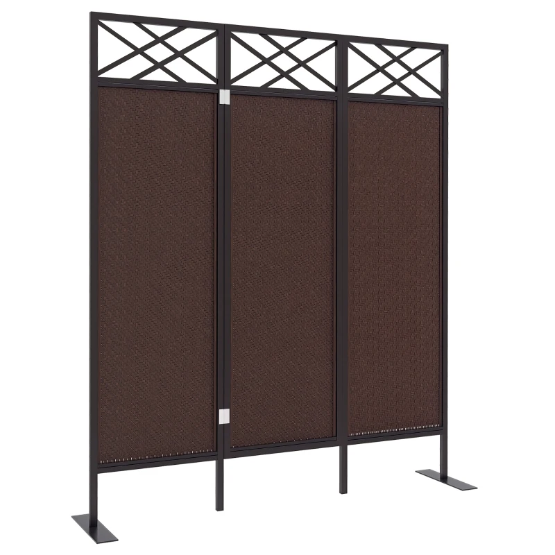 Outsunny Raumteiler Paravant, Vintage-Design, 3-teilig, 148 cm x 33cm x 181 cm, Braun + Schwarz
