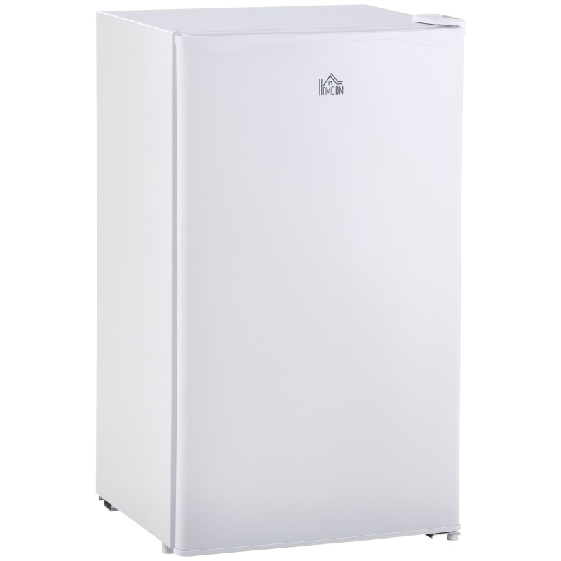HOMCOM Mini Nevera Silenciosa 91 L Clase E, Frigorífico Pequeño, Nevera Pequeña Bajo Encimera con Temperatura Regulable 5 Niveles, Puerta Reversible, Estantes Ajustables, Blanco