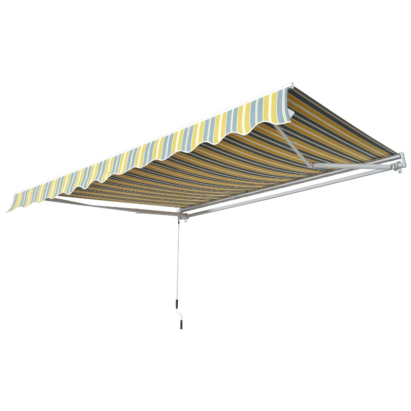 Outsunny Markise Gelenkarmmarkise Sonnenschutz Handkurbel Balkon Alu Gelb Grau 2,95 x 2,45 m